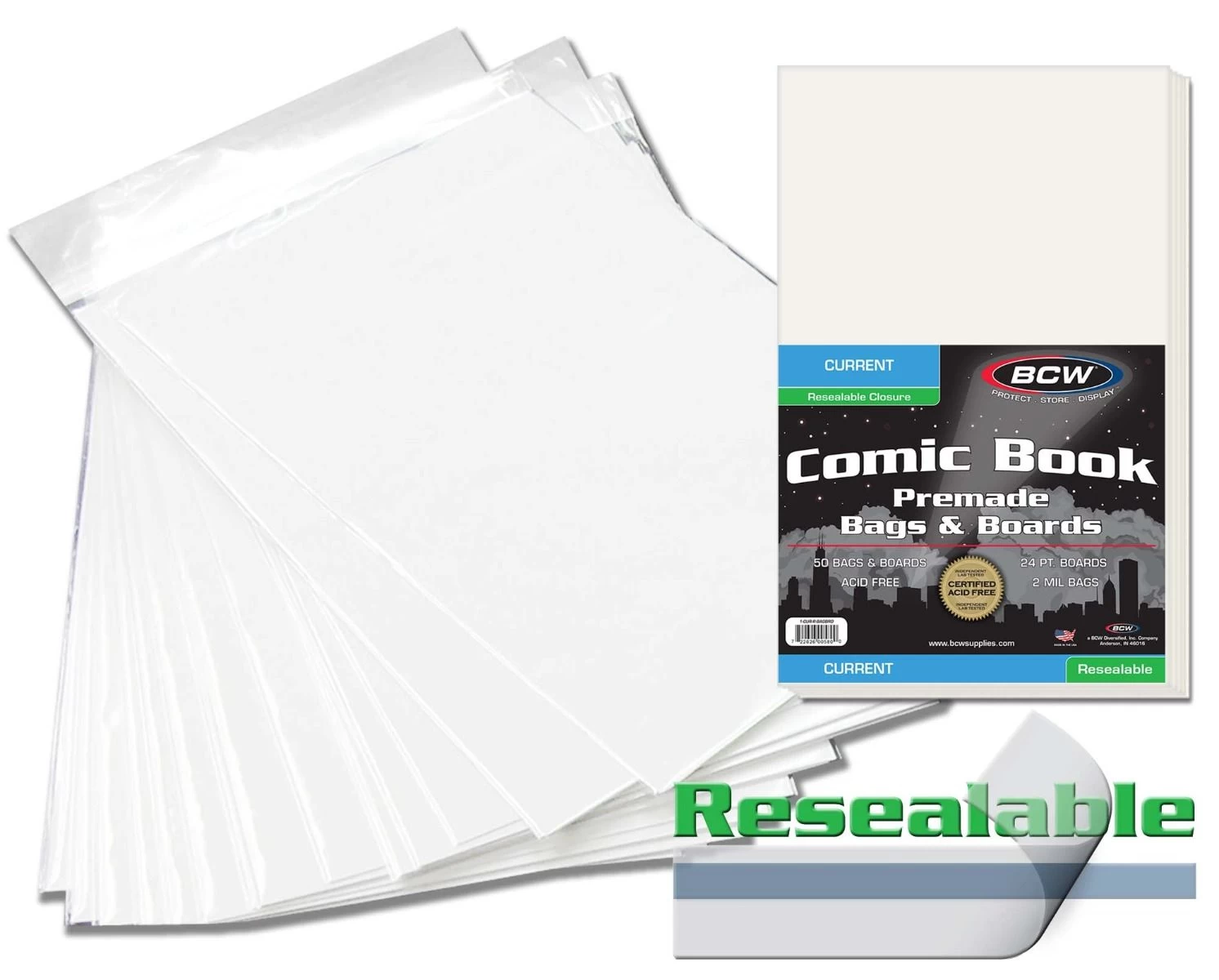BCW Premade Resealable Current/Modern Comic Bag+Board (50ct) 3 BCW Premade Resealable Current/Modern Comic Bag+Board (50ct)