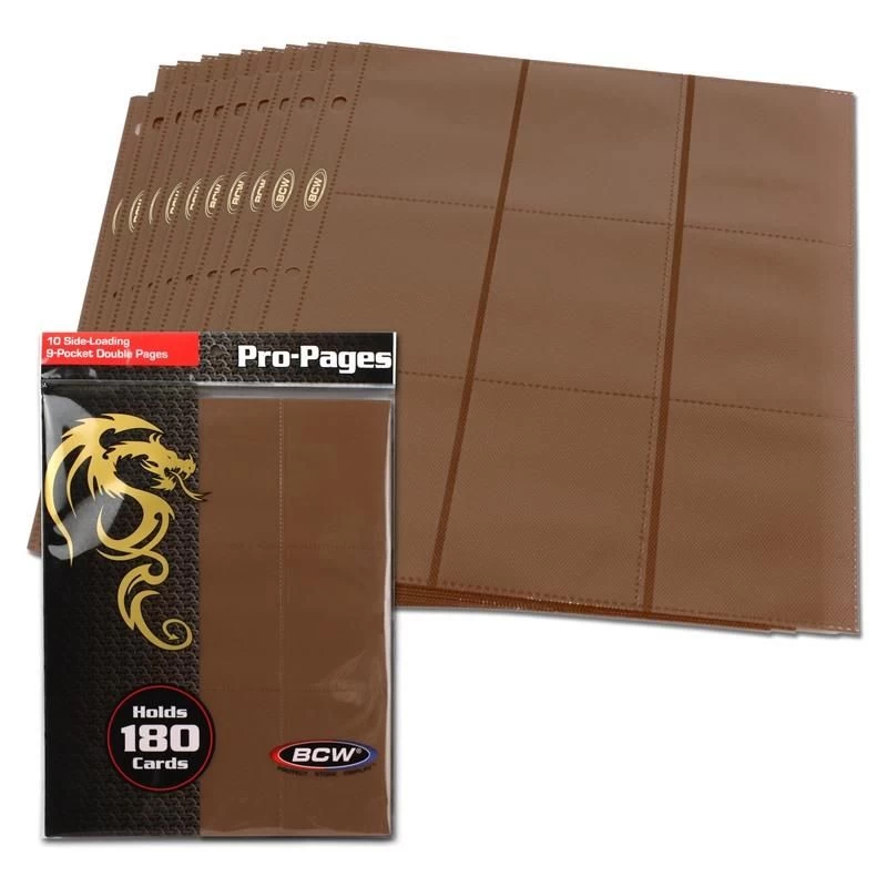 BCW Side-Loading 18-Pocket Pro Pages (10ct) - Brown 3 BCW Side-Loading 18-Pocket Pro Pages (10ct) - Brown