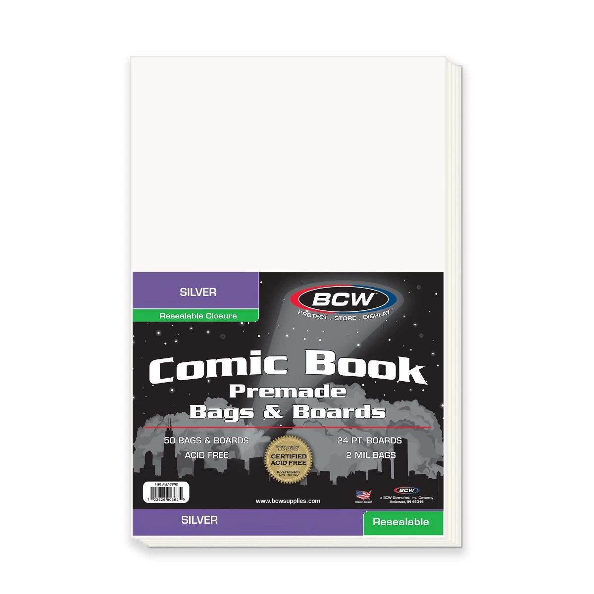 BCW Premade Resealable Silver/Regular Comic Bag+Board (50ct) 4 BCW Premade Resealable Silver/Regular Comic Bag+Board (50ct) - Image 2