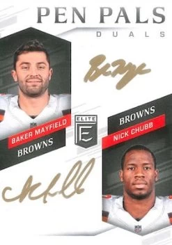 2018 Panini Donruss Elite NFL Football - Blaster Box -Card Sale Store 2018 Donruss Elite Football Pen Pals Duals Baker Mayfield Chubb