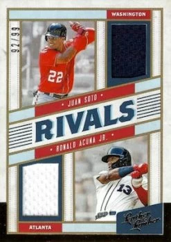 2019 Panini Leather & Lumber MLB Baseball - Blaster Box -Card Sale Store 2019 Panini Leather Lumber Baseball Rivals Materials Dual Relics Soto Acuna
