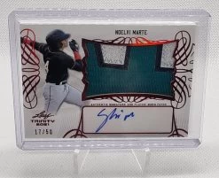 Noelvi Marte /50 - 2021 Leaf Trinity RC Patch Autograph RED #PA-NM1