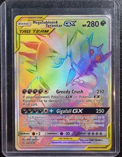 Mega Sableye & Tyranitar GX - Pokemon Unified Minds Full Art Rainbow Holo Hyper Rare #245/236