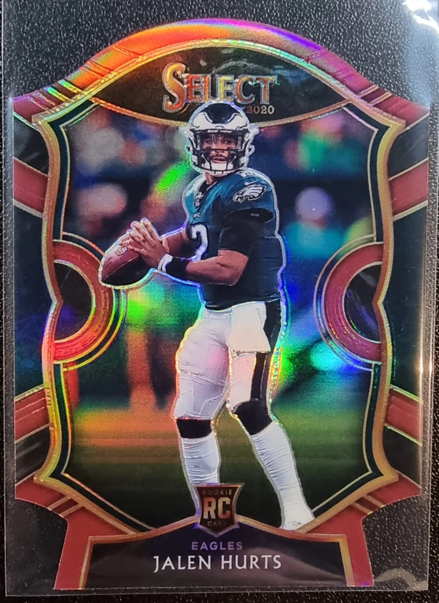 Jalen Hurts RC - 2020 Panini Select Concourse Level Die Cut Maroon Prizm #50 3 Jalen Hurts RC - 2020 Panini Select Concourse Level Die Cut Maroon Prizm #50