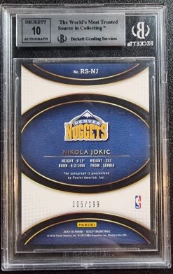 Nikola Jokic RC #/199 - 2015-16 Panini Select Rookie Signatures OCA #RS-NJ BGS 9 -Card Sale Store 20230519 104448