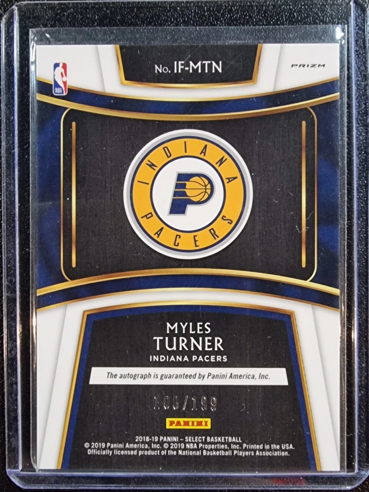 Myles Turner #/199 - 2018-19 Panini Select In Flight Signatures #IF-MTN 4 Myles Turner #/199 - 2018-19 Panini Select In Flight Signatures #IF-MTN - Image 2