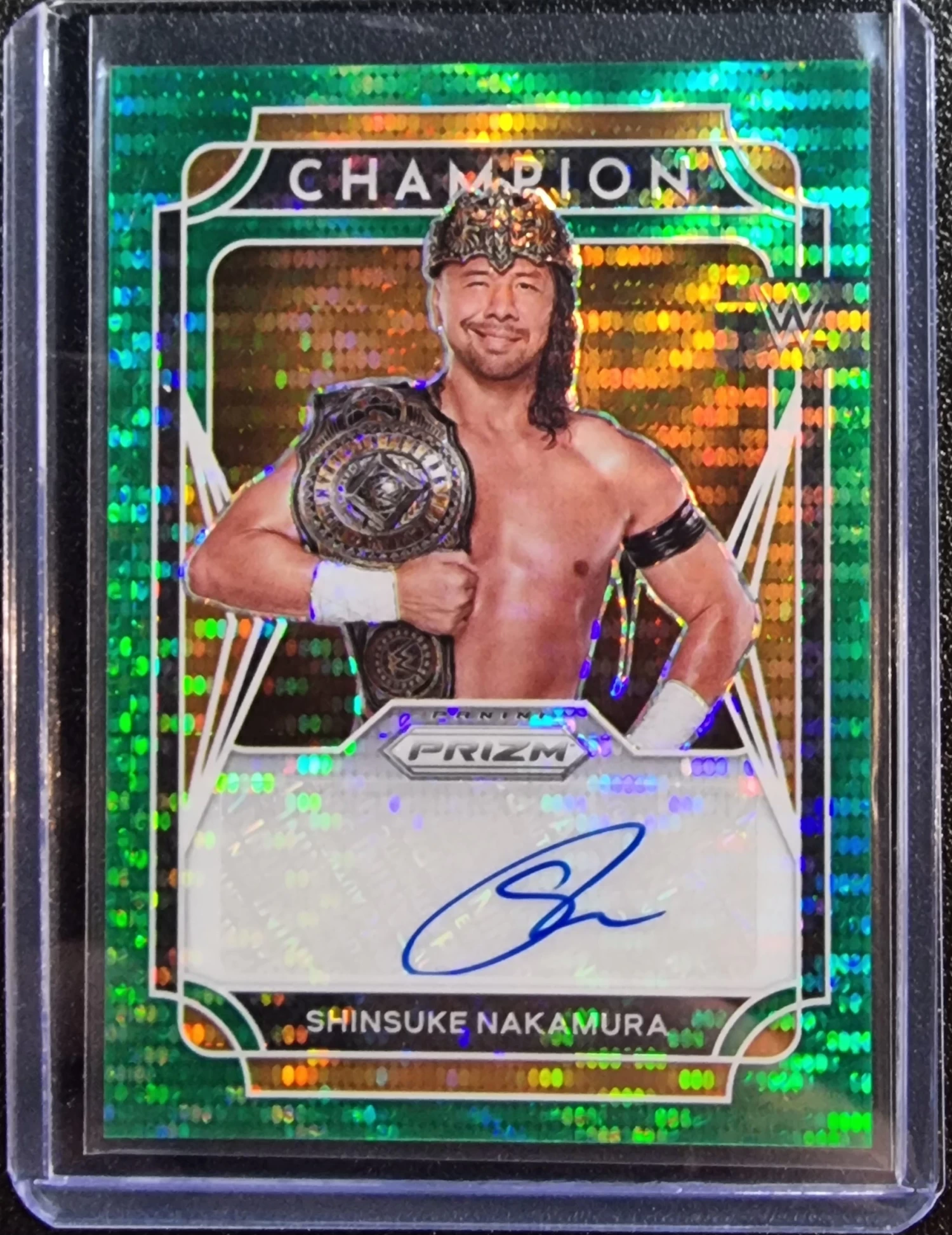 Shinsuke Nakamura - 2022 Panini Prizm WWE Champion Signature Green #CS-SKN 3 Shinsuke Nakamura - 2022 Panini Prizm WWE Champion Signature Green #CS-SKN