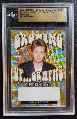 Emilio Estevez #1/1 2022 Leaf Metal Pop Century Pre-Production Proof Gold Wave