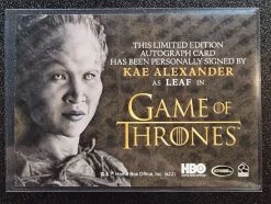 Kae Alexander As "Leaf" - 2022 Rittenhouse Game Of Thrones Gold Ink Autograph -Card Sale Store 20231026 121551