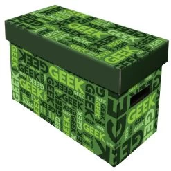 BCW Short Comic Cardboard Storage Box W/ Lid Green Geek